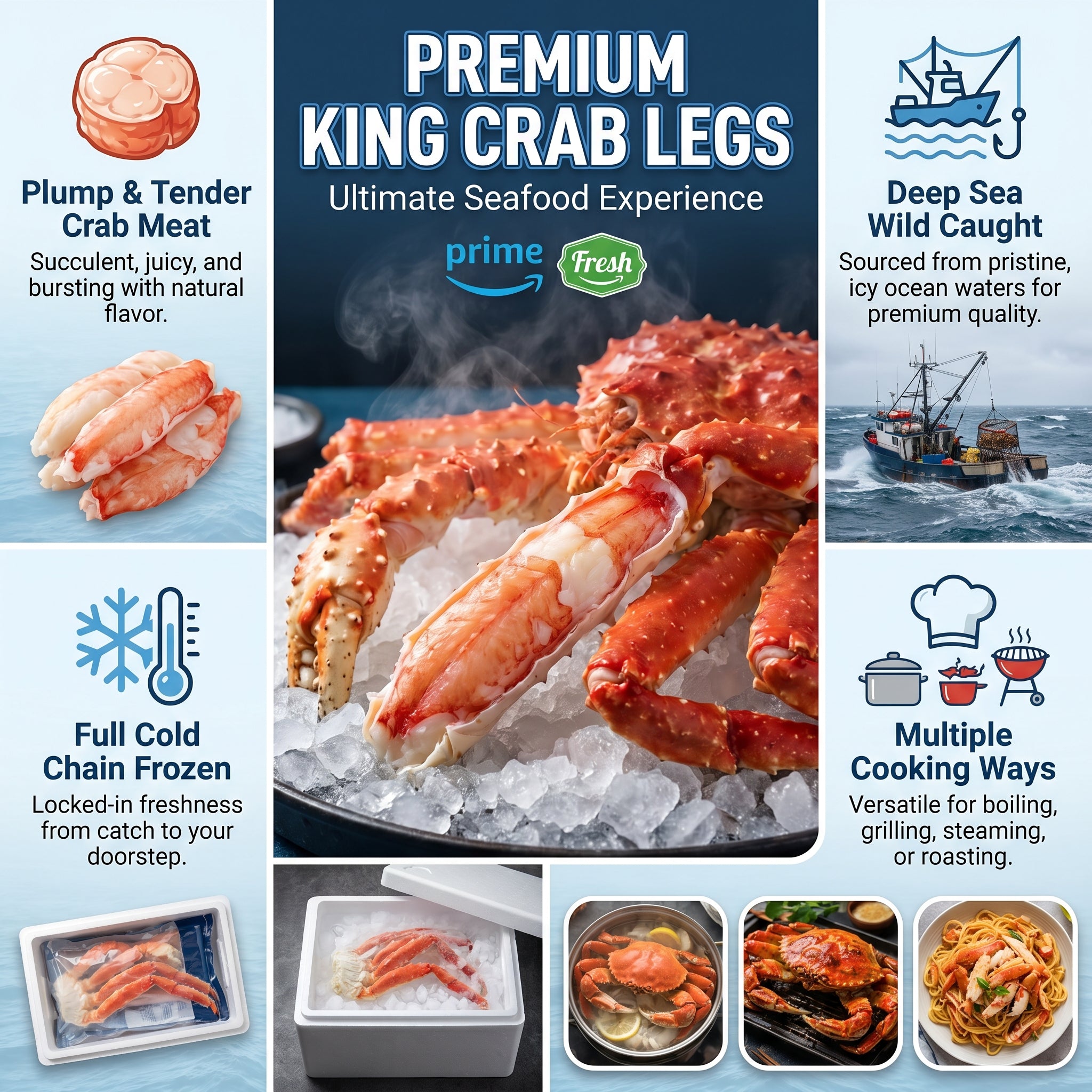 Colossal Whole King Crab Legs 3lb Family Feast Box - Wild-Caught Seafood Excellence | Flash-Frozen & Ready to Eat