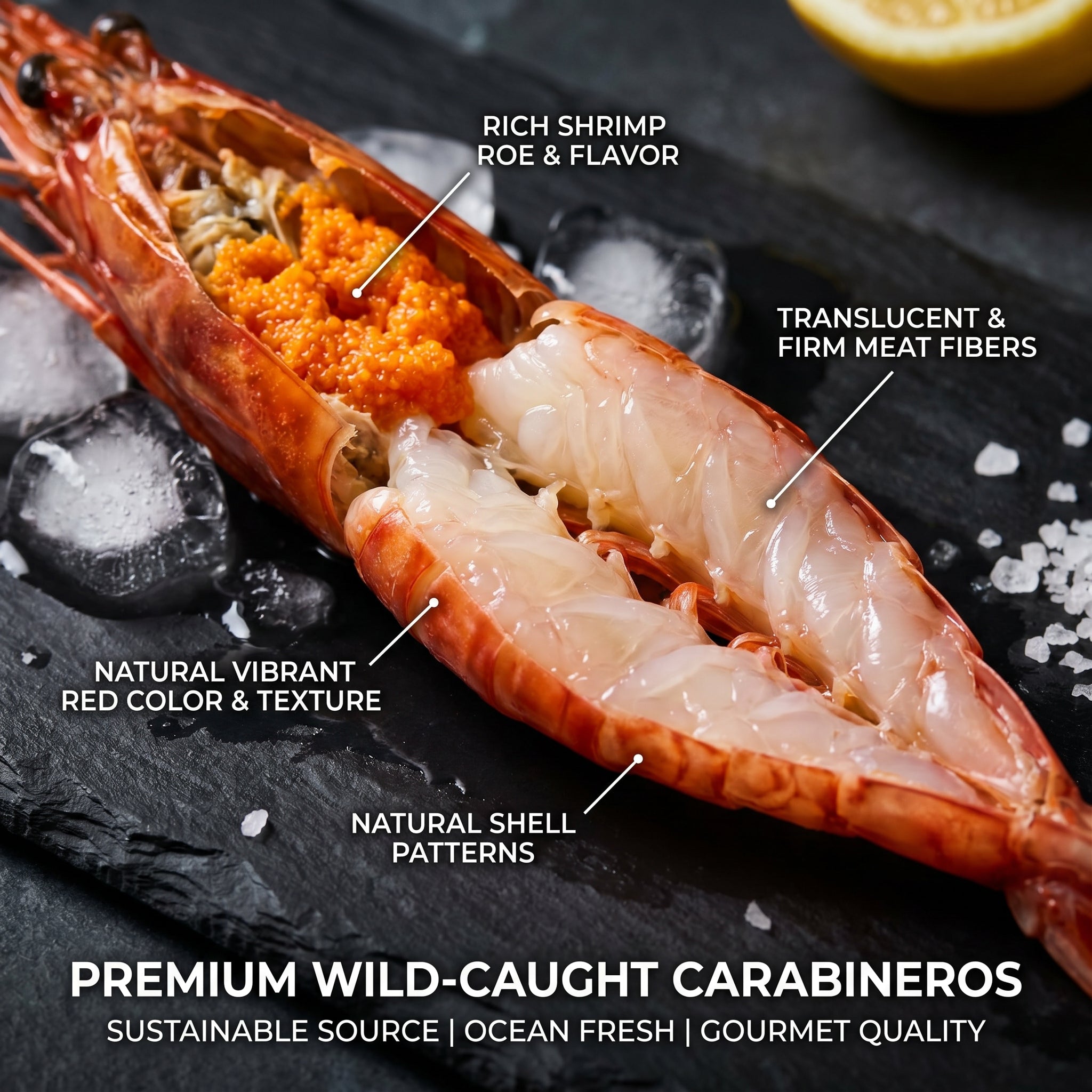 Colossal Scarlet Carabineros Prawns - Gourmet Seafood Gift Box | Rare Deep-Sea Delicacy with Rich Buttery Flavor
